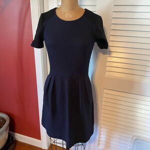 MADEWELL | gallerist ponte black navy colorblock dress 0